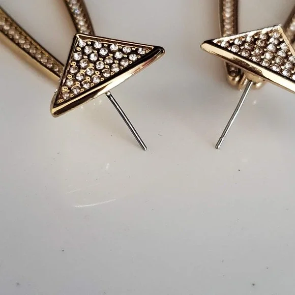 House of Harlow 1960 Mesa Door Knocker Pyramid Drop Earrings Gold Tone NWT - Picture 5 of 7